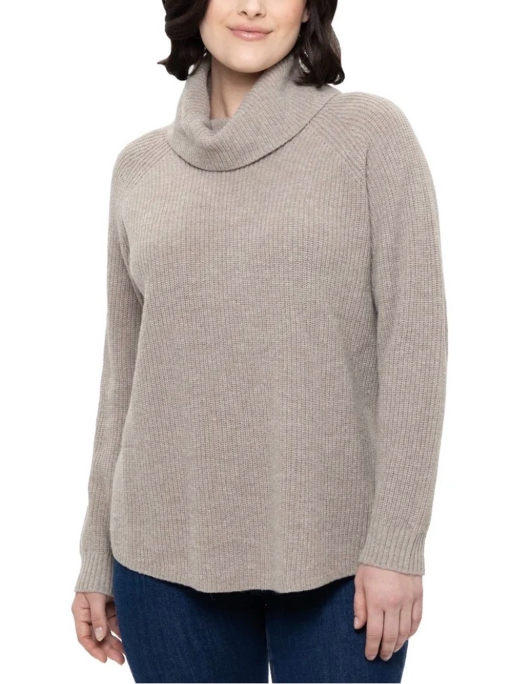 Tahari Shaker Stitch Cowl Neck Sweater